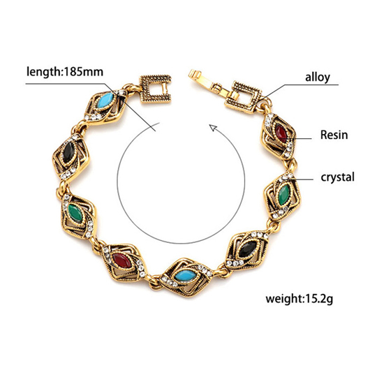 Gold jewelry,Geometric jewelry,Alloy Detail Geometric Pattern Oval Gold Bracelet