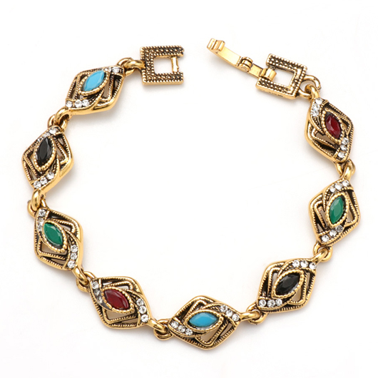 Gold jewelry,Geometric jewelry,Alloy Detail Geometric Pattern Oval Gold Bracelet