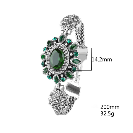 Green jewelry,Silvery White jewelry,Geometric jewelry,Alloy Deail Geometric Pattern Oval Green Bracelet