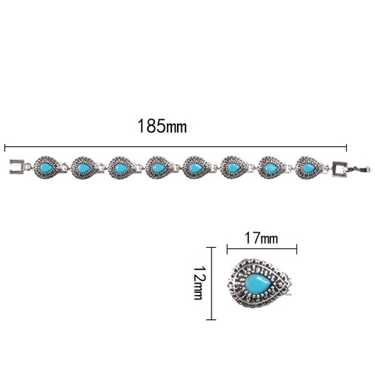 Light Blue jewelry,Silvery White jewelry,Geometric jewelry,Teardrop Geometric Pattern Light Blue Bracelet