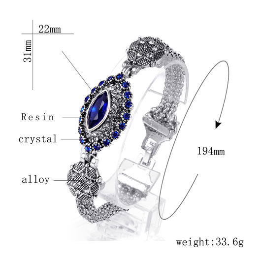 Silvery White jewelry,Royal Blue jewelry,Geometric jewelry,Galaxy jewelry,Oval Geometric Pattern Silvery White Bracelet