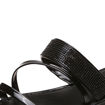 Black accessories,Plain Color accessories,Black PU Falt Open Toe Sliders