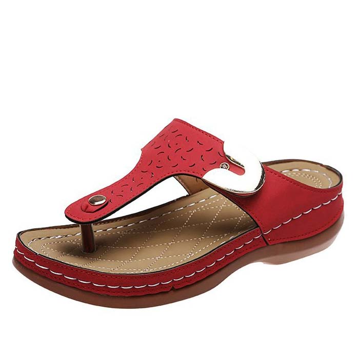 Red accessories,Plain Color accessories,Red Low Heel Toe Post Flip Flops