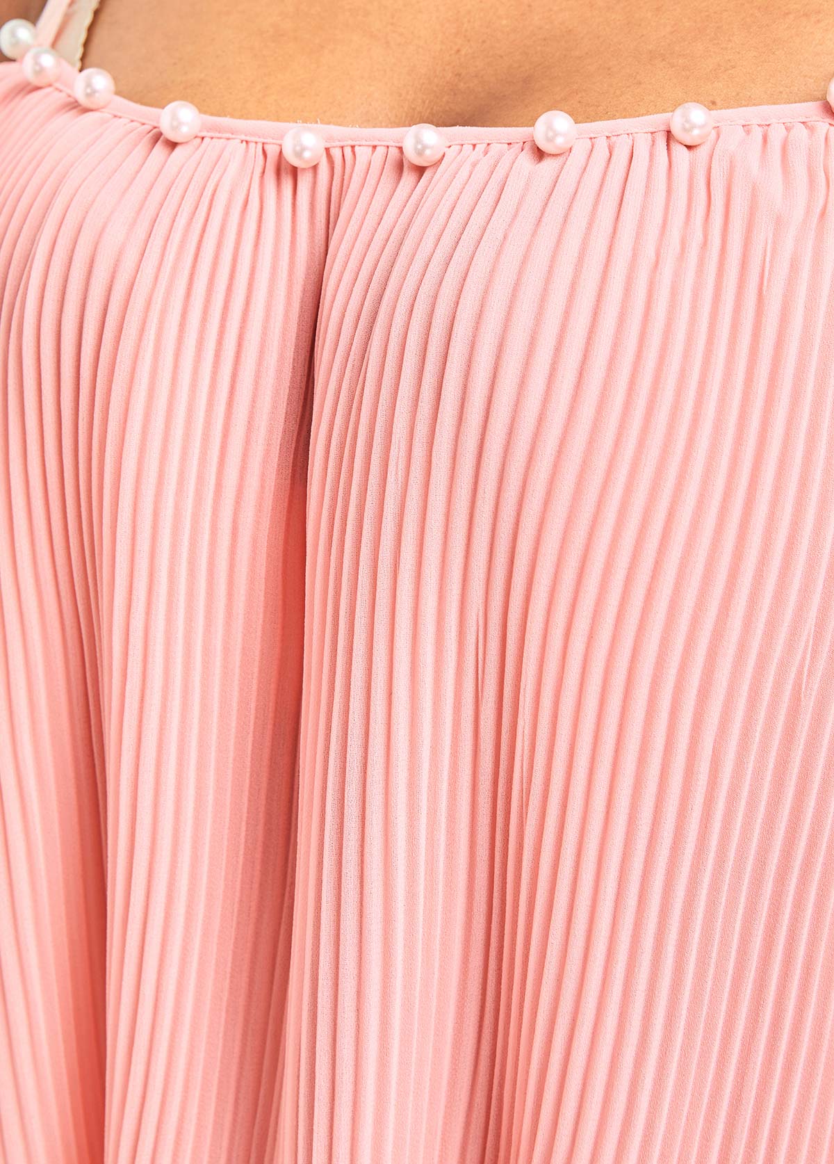 Pink tops,Plain Color tops,Pearl Pink Square Neck Strappy Camisole Top