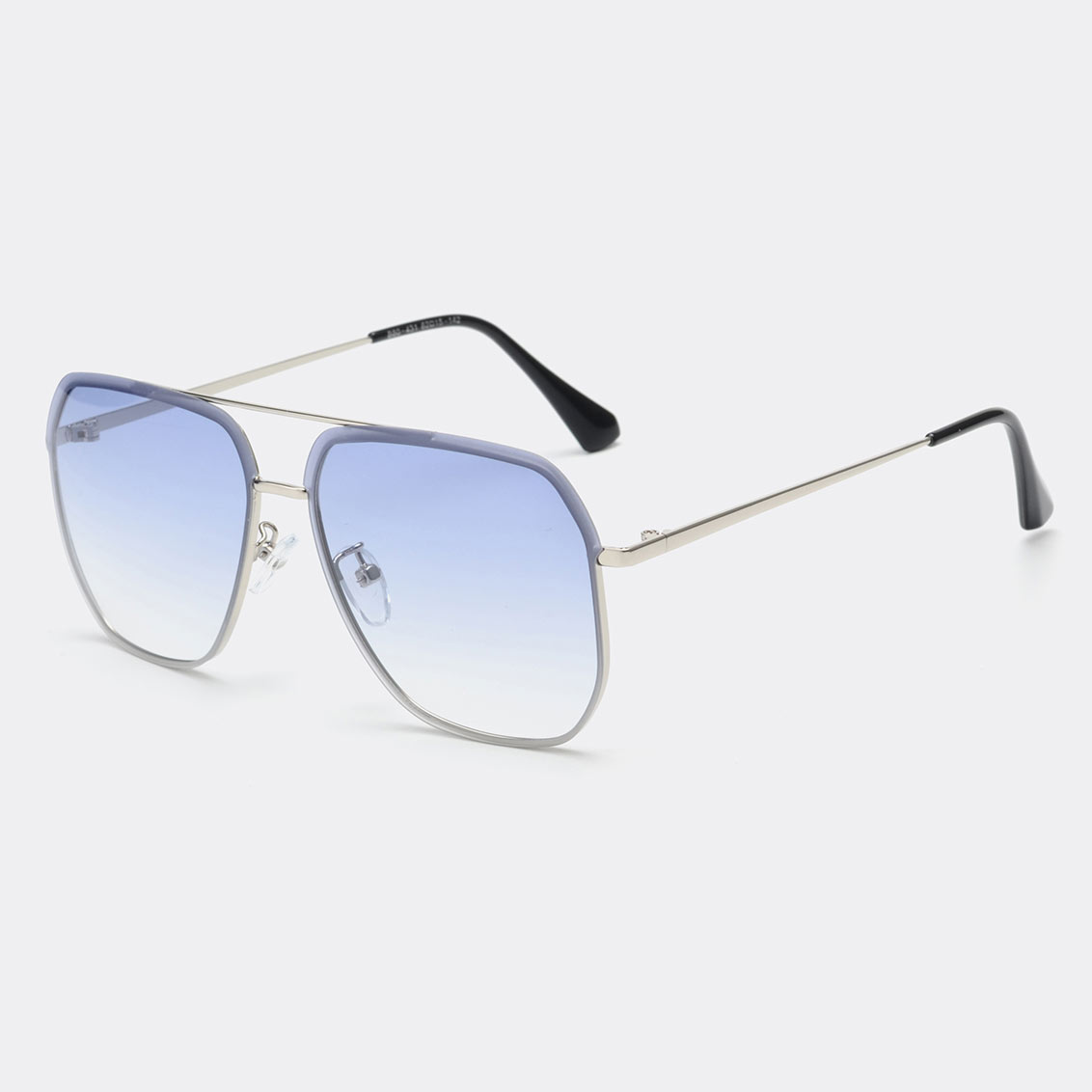 Metal Detail Geometric Pattern Silver Square Sunglasses