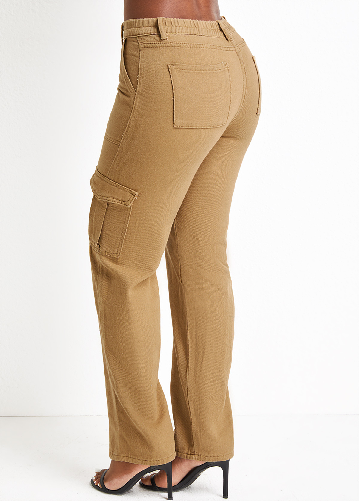 Dark Camel bottoms,Plain Color bottoms,Pocket Dark Camel Regular Zipper Fly Jeans