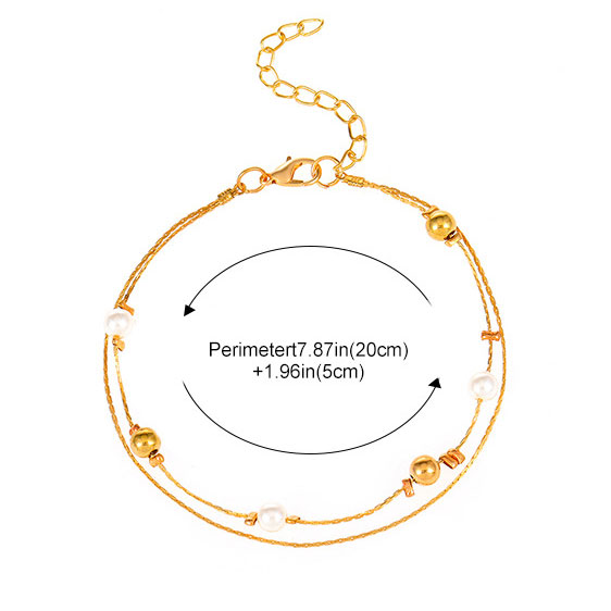 Golden jewelry,Geometric jewelry,Round Geometric Pattern Alloy Detail Golden Anklet