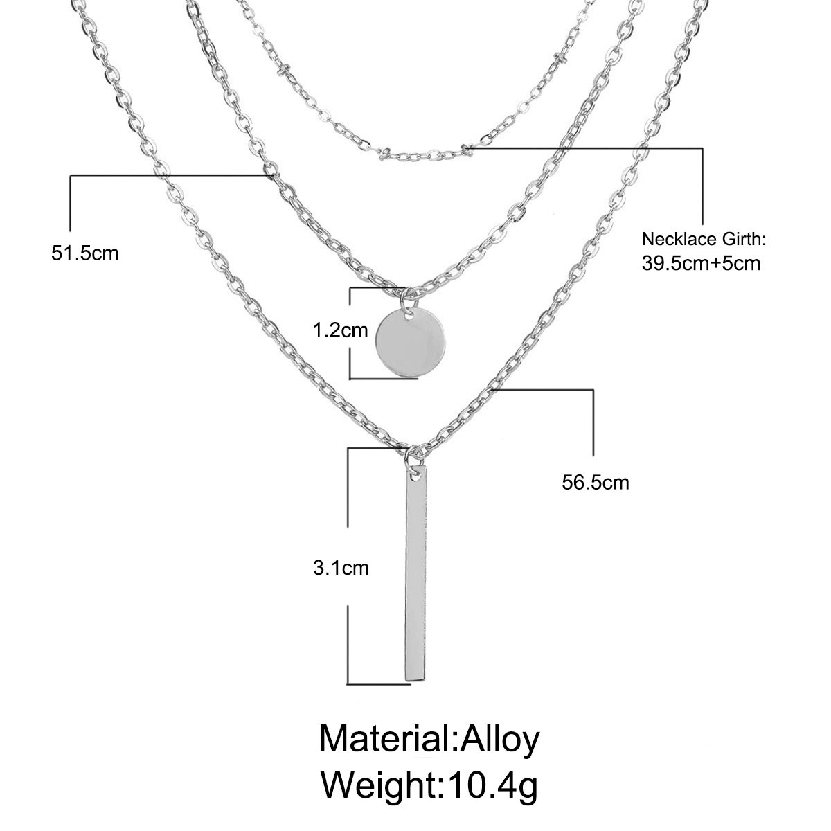 Silver jewelry,Geometric jewelry,Round Geometric Pattern Alloy Detail Silver Necklace