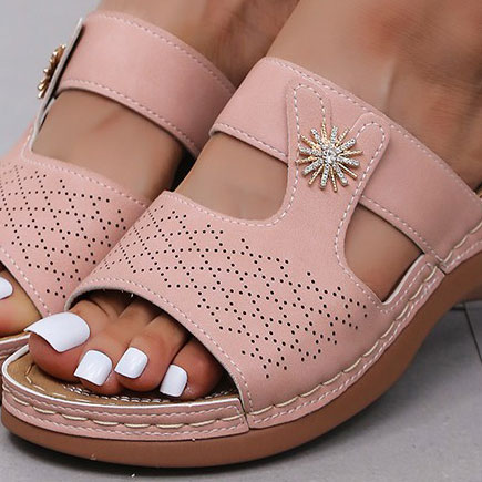 Dusty Pink shoes,Plain Color shoes,Low Heel Dusty Pink Open Toe Sliders