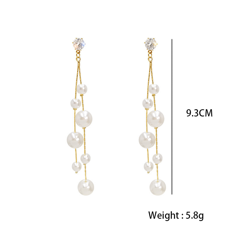 Silvery White jewelry,Other jewelry,Pearl Design Tassel Detail Silvery White Earrings