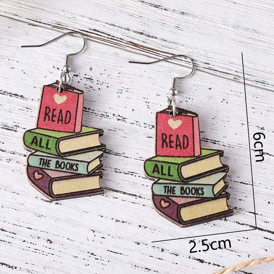 Multi Color jewelry,Geometric jewelry,Heart jewelry,Multi Color Wood Detail Geometric Pattern Earrings