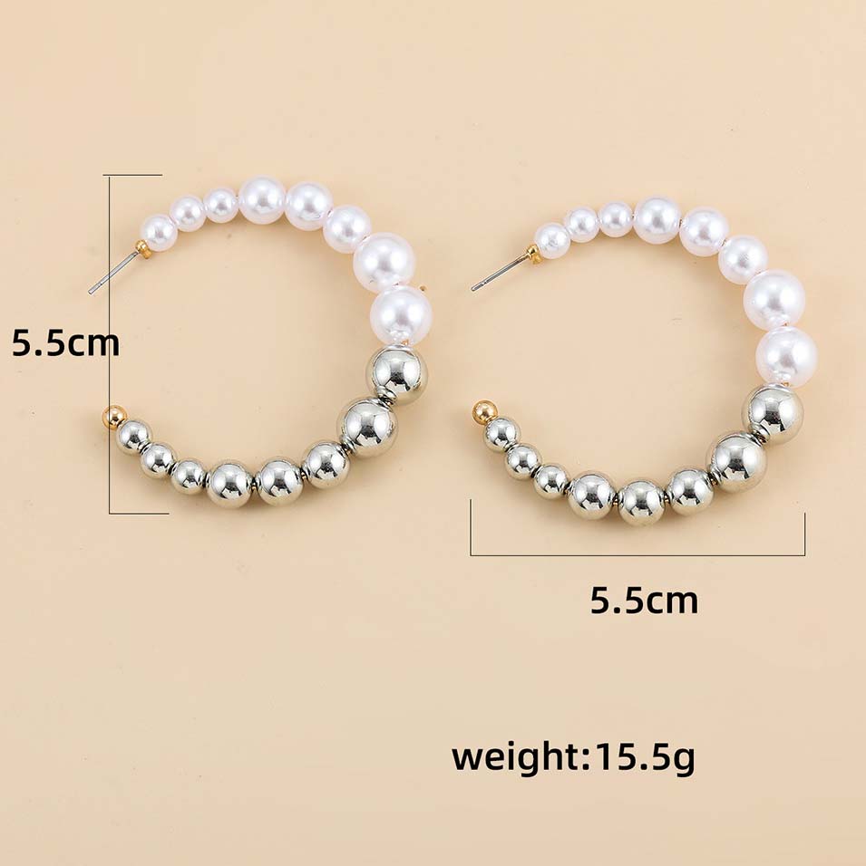 Silvery White jewelry,Other jewelry,Pearl Design Circular Silvery White Earrings