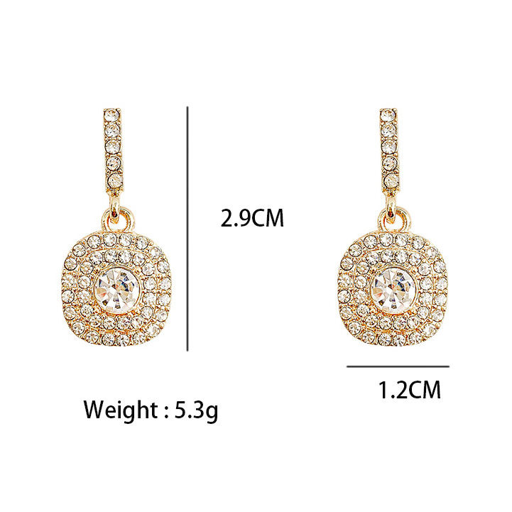 Gold jewelry,Other jewelry,Rhinestone Design Shinning Circular Gold Earrings