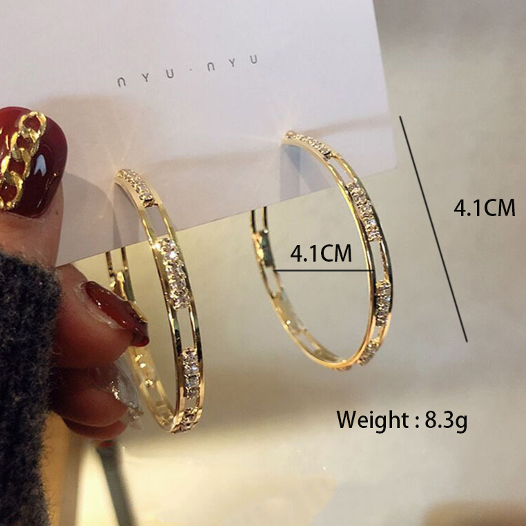 Gold jewelry,Other jewelry,Round Rhinestone Hollow Design Gold Earrings