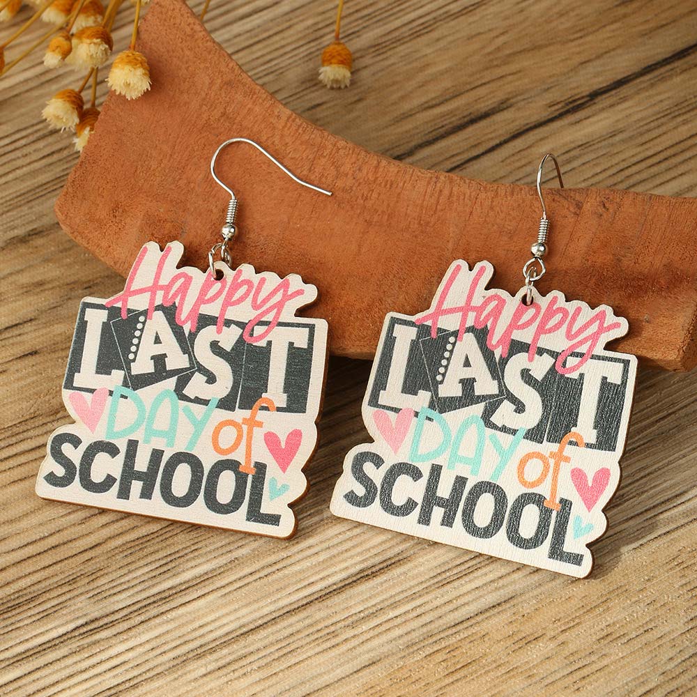 Letter Print Heart Detail Multi Color Earrings