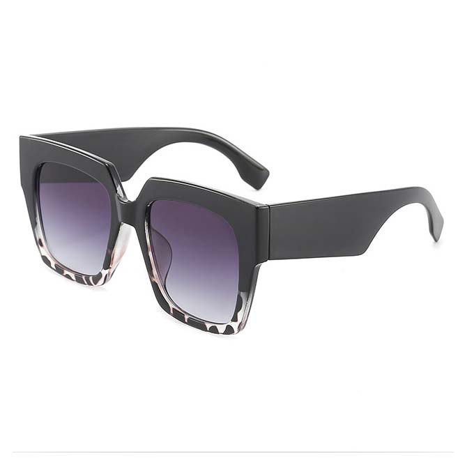 Grey Leopard Ombre Retro Square Sunglasses