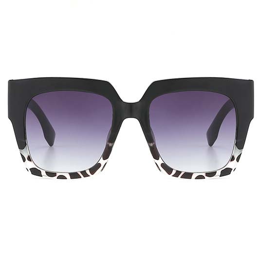 Grey accessories,Leopard accessories,Grey Leopard Ombre Retro Square Sunglasses