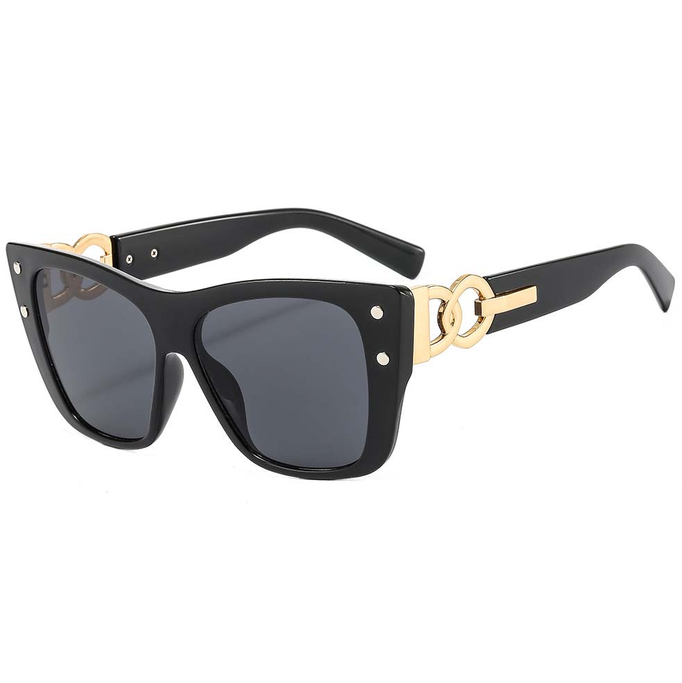 Black accessories,Other accessories,Black Chain Design Rivet Cat Eye Sunglasses