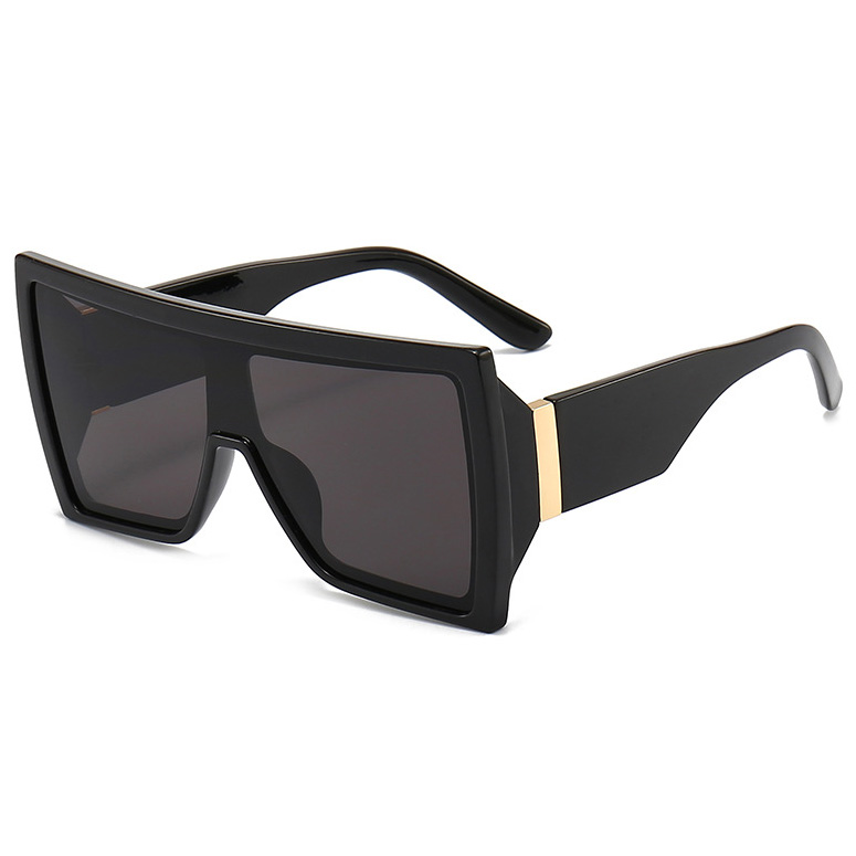 Black accessories,Other accessories,Black Large Frame Oversized Sunglasses For Men