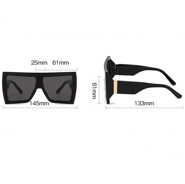 Black accessories,Other accessories,Black Large Frame Oversized Sunglasses For Men