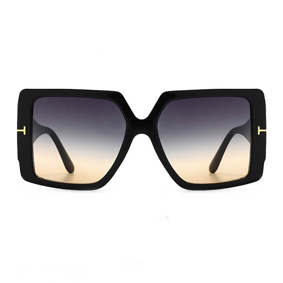 Ombre Light Camel Geometric Shape Sunglasses