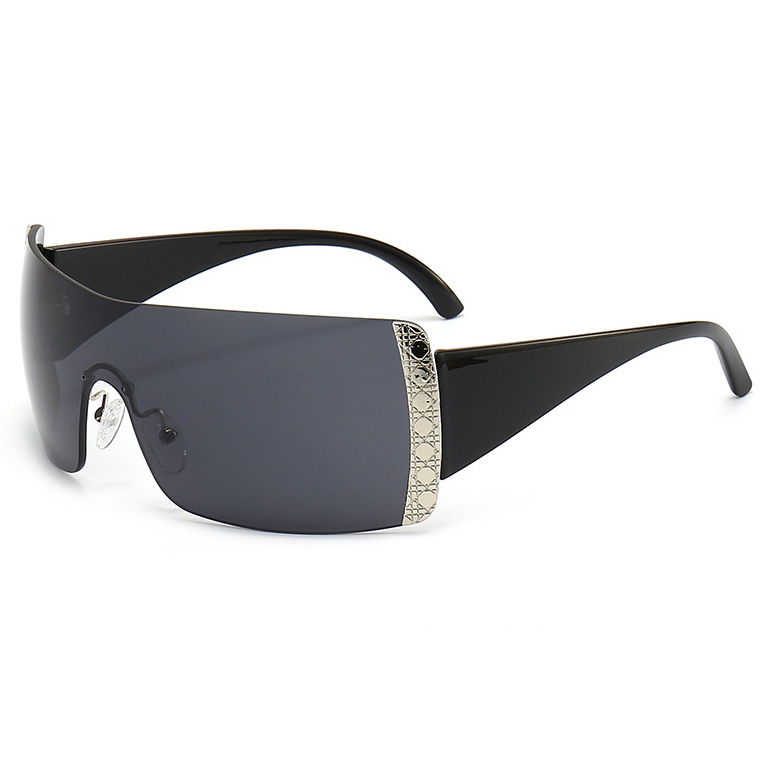 Grey One Piece Large Frame Oversized Sunglasses