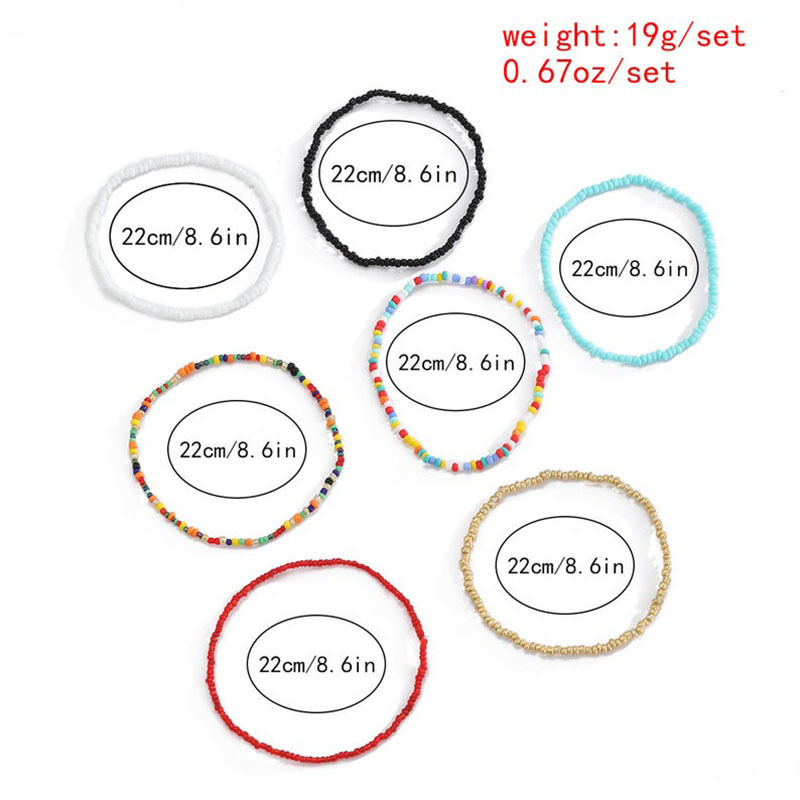 Multi Color jewelry,Geometric jewelry,Round Plastic Detail Multi Color Anklet Set