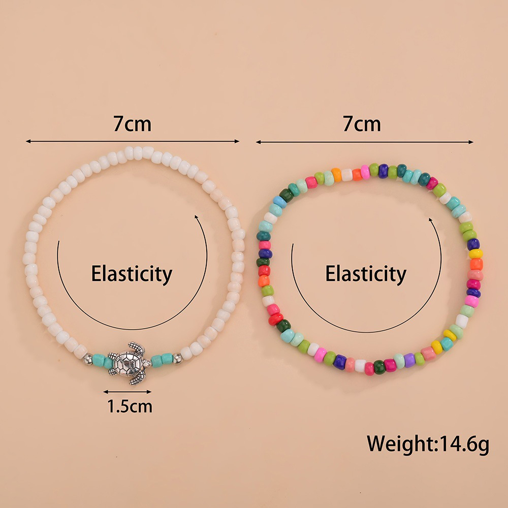 Multi Color jewelry,Geometric jewelry,Animal Print jewelry,Multi Color Plastic Detail Anklet Set