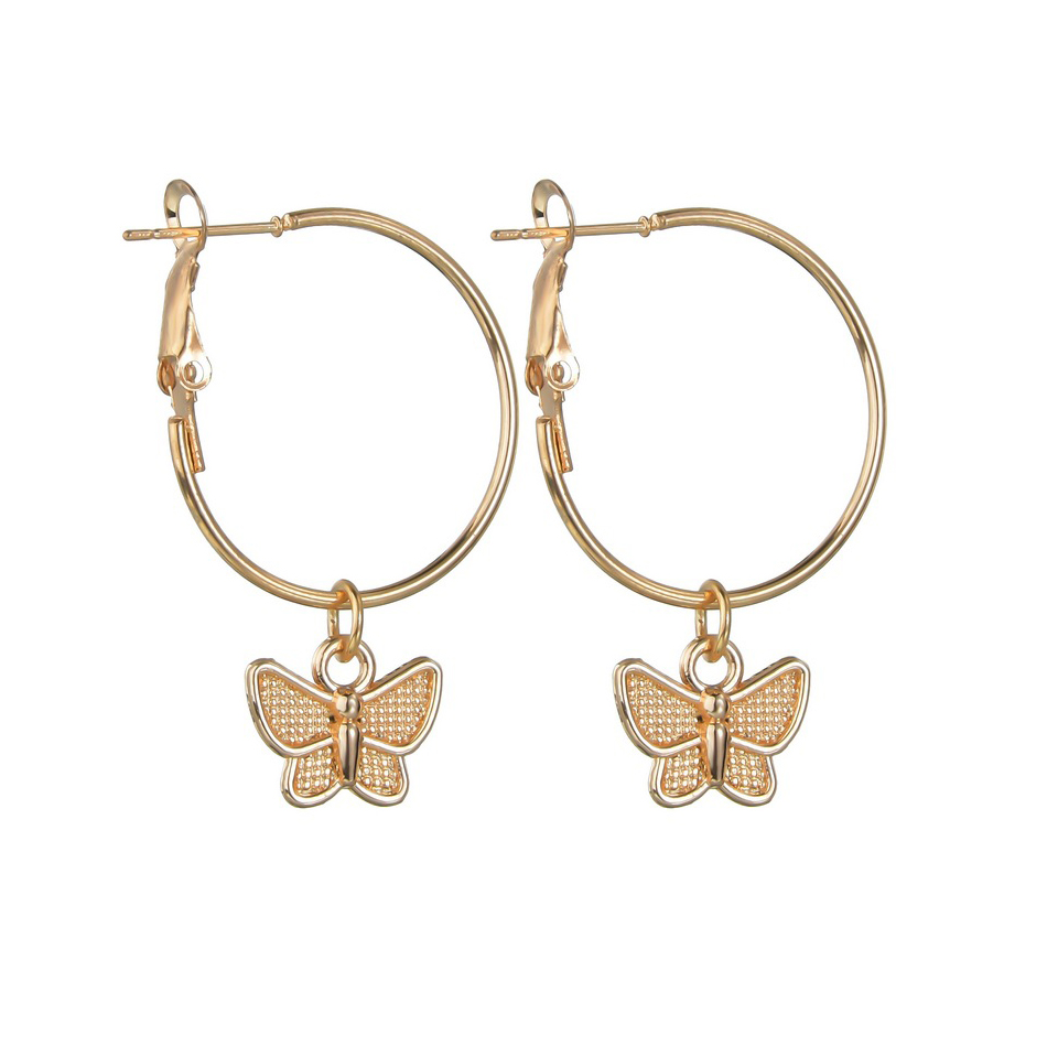 Butterfly Metal Detail Animal Prints Gold Earrings