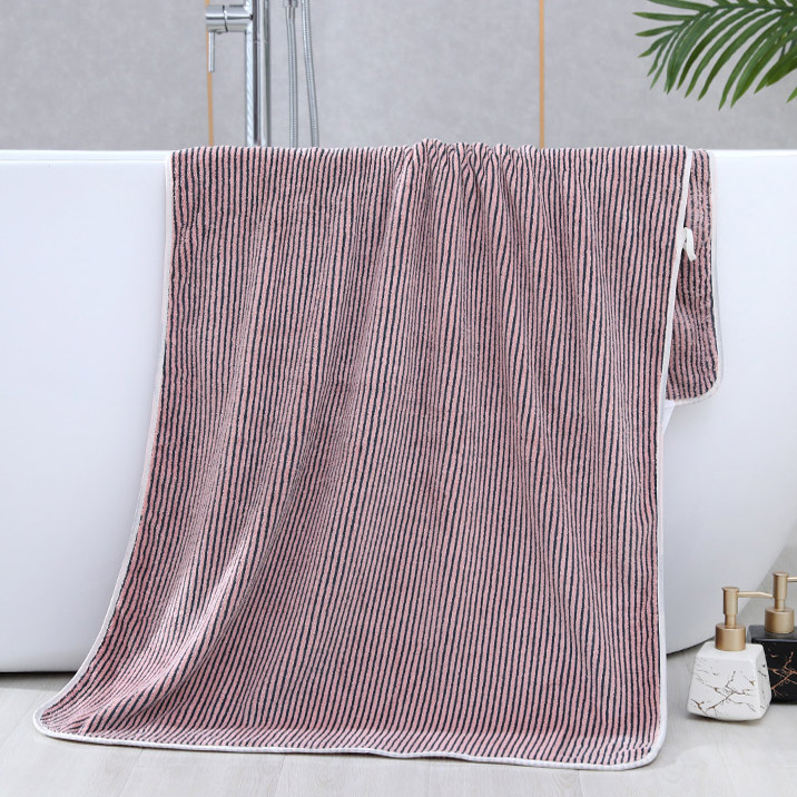 Striped Polyester Dusty Pink Bath Towel