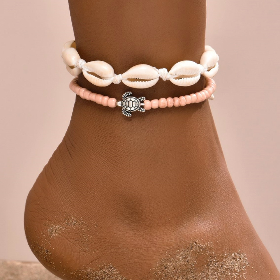 White jewelry,Pink jewelry,Geometric jewelry,Animal Print jewelry,White Geometric Pattern Plastic Detail Anklet Set