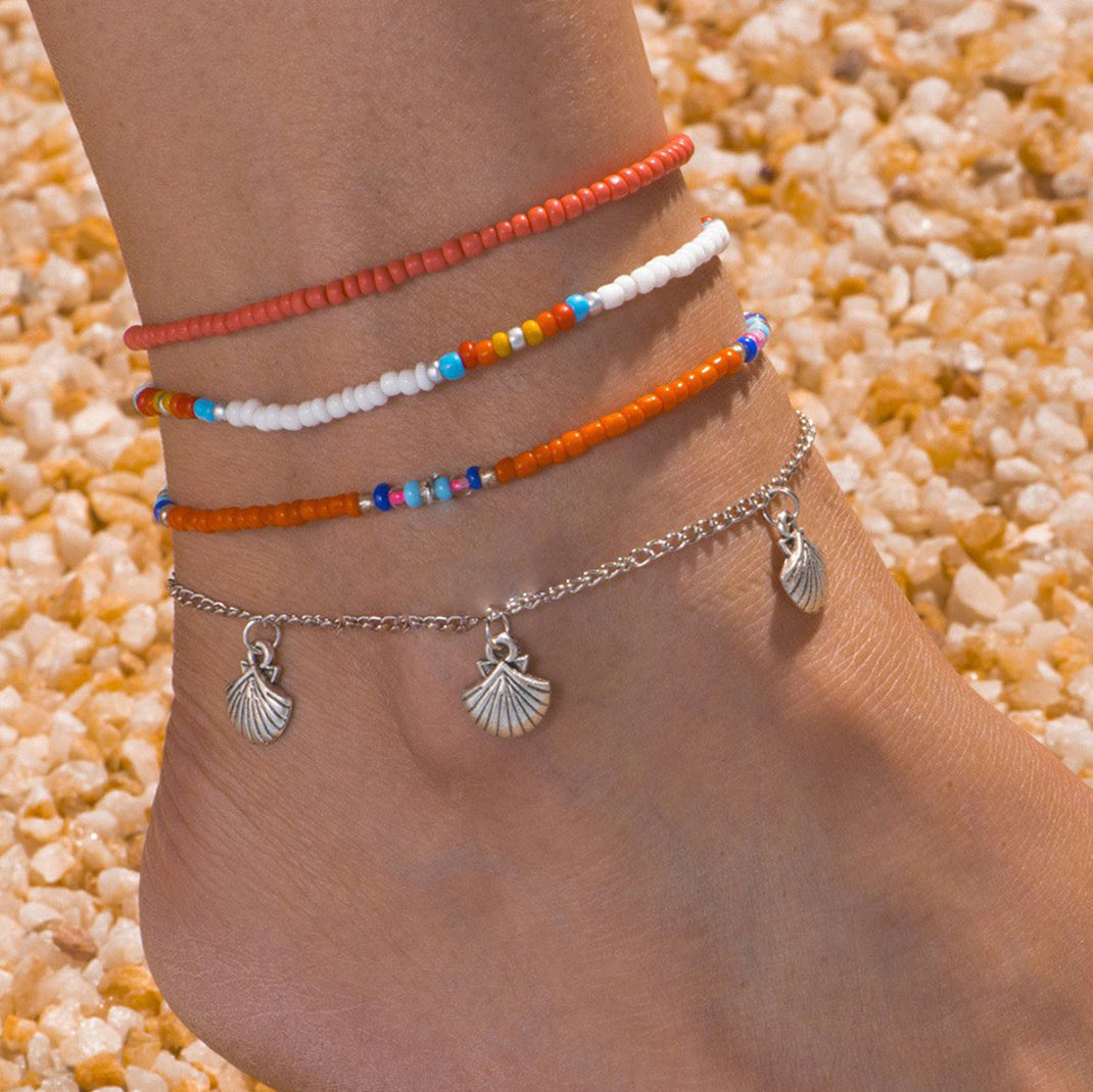 Multi Color jewelry,Rainbow Color jewelry,Geometric jewelry,Multi Color Geometric Pattern Anklet Set