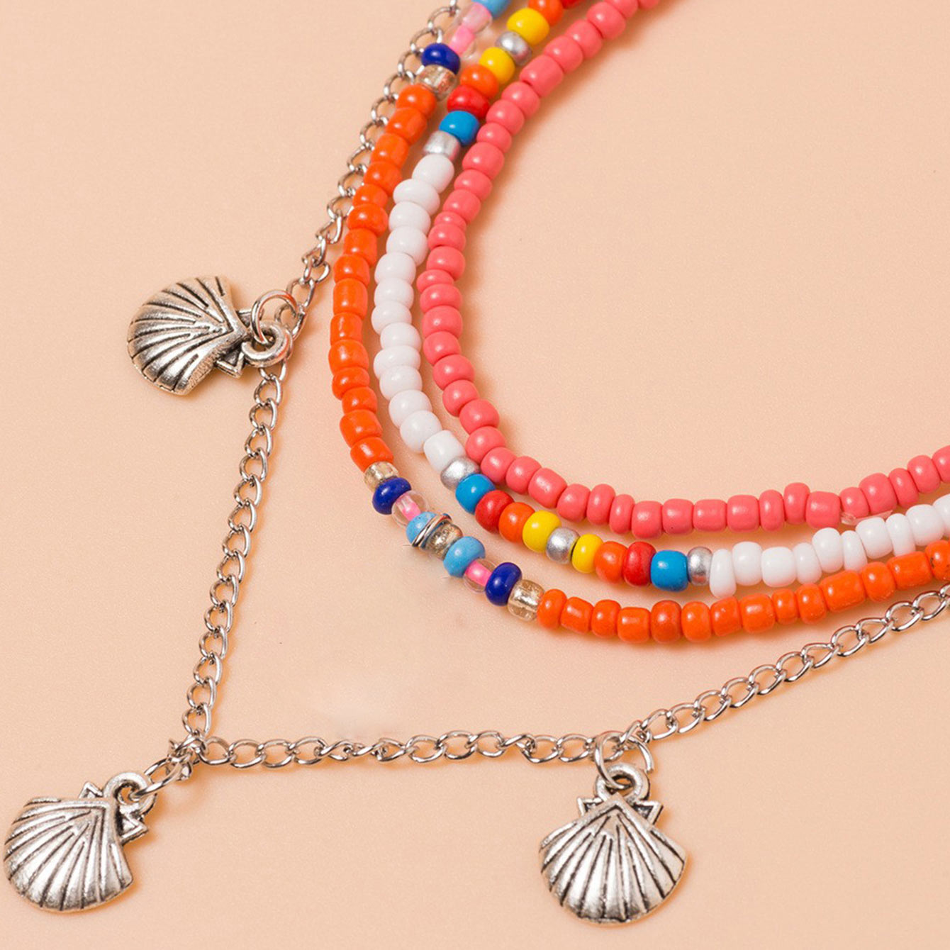 Multi Color jewelry,Rainbow Color jewelry,Geometric jewelry,Multi Color Geometric Pattern Anklet Set