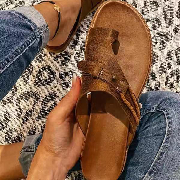 Dark Coffee shoes,Plain Color shoes,Dark Coffee Falt Toe Post Flip Slippers