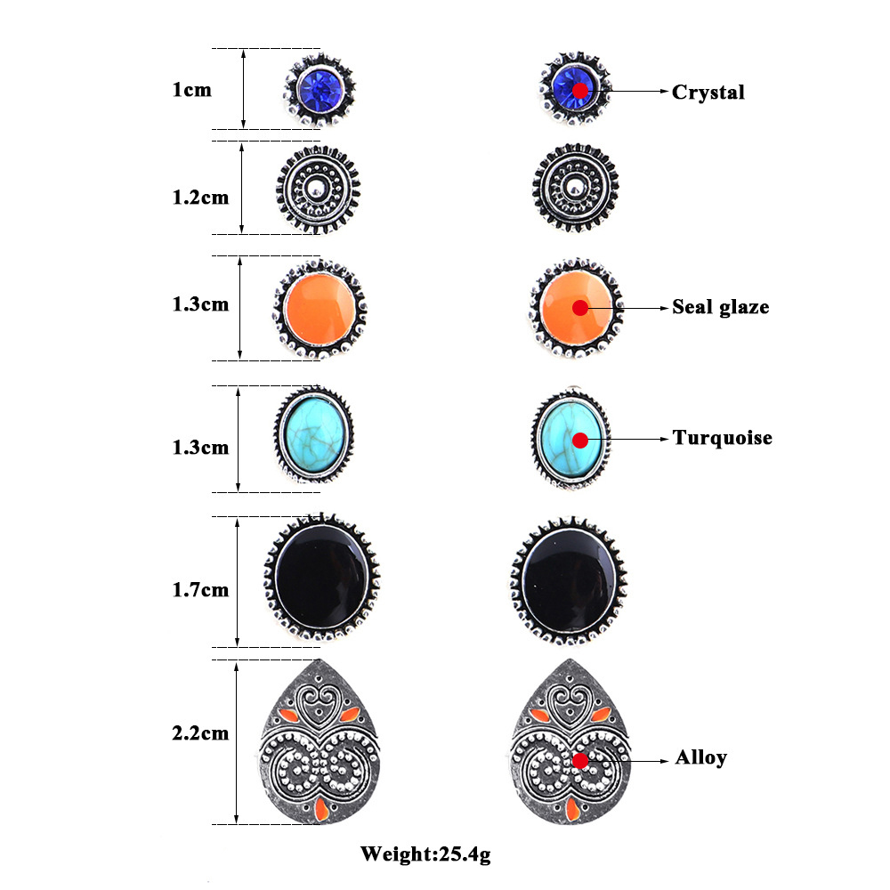 Multi Color jewelry,Geometric jewelry,Heart jewelry,Round Geometric Pattern Multi Color Earring Set