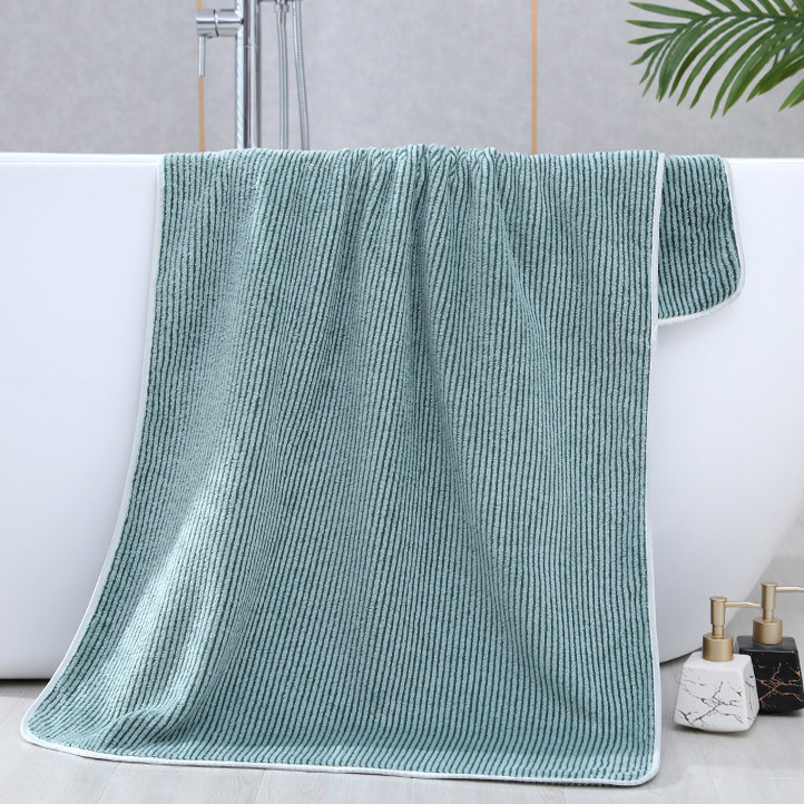 Striped Polyester Sage Green Bath Towel