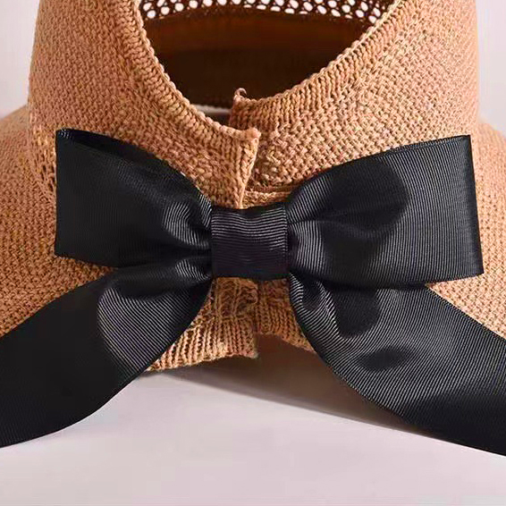 Light Coffee accessories,Plain Color accessories,Bowknot Foldable Light Coffee Visor Hat