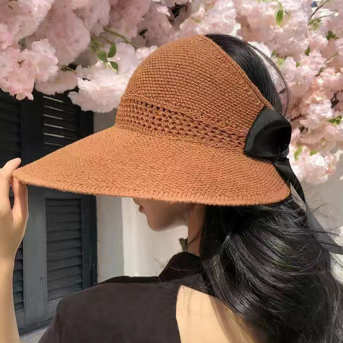 Light Coffee accessories,Plain Color accessories,Bowknot Foldable Light Coffee Visor Hat