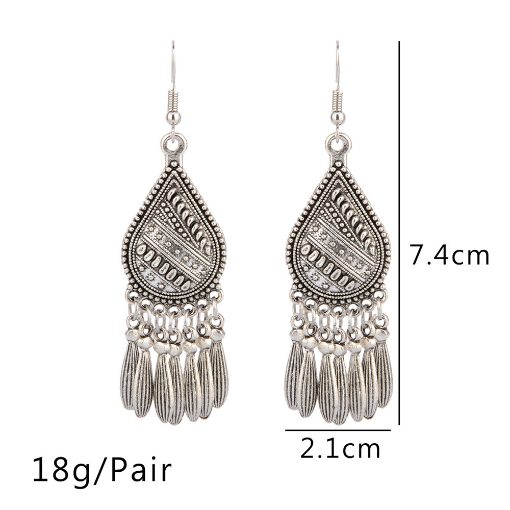 Silver jewelry,Contrast Color jewelry,Teardrop Design Silver Metal Detail Earrings