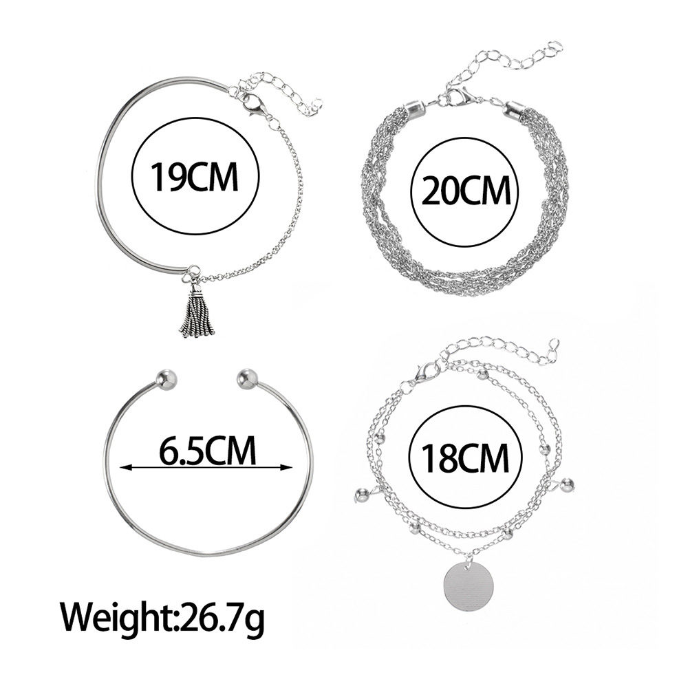 Silver jewelry,Geometric jewelry,Silver Metal Detail Geometric Pattern Bracelet Set