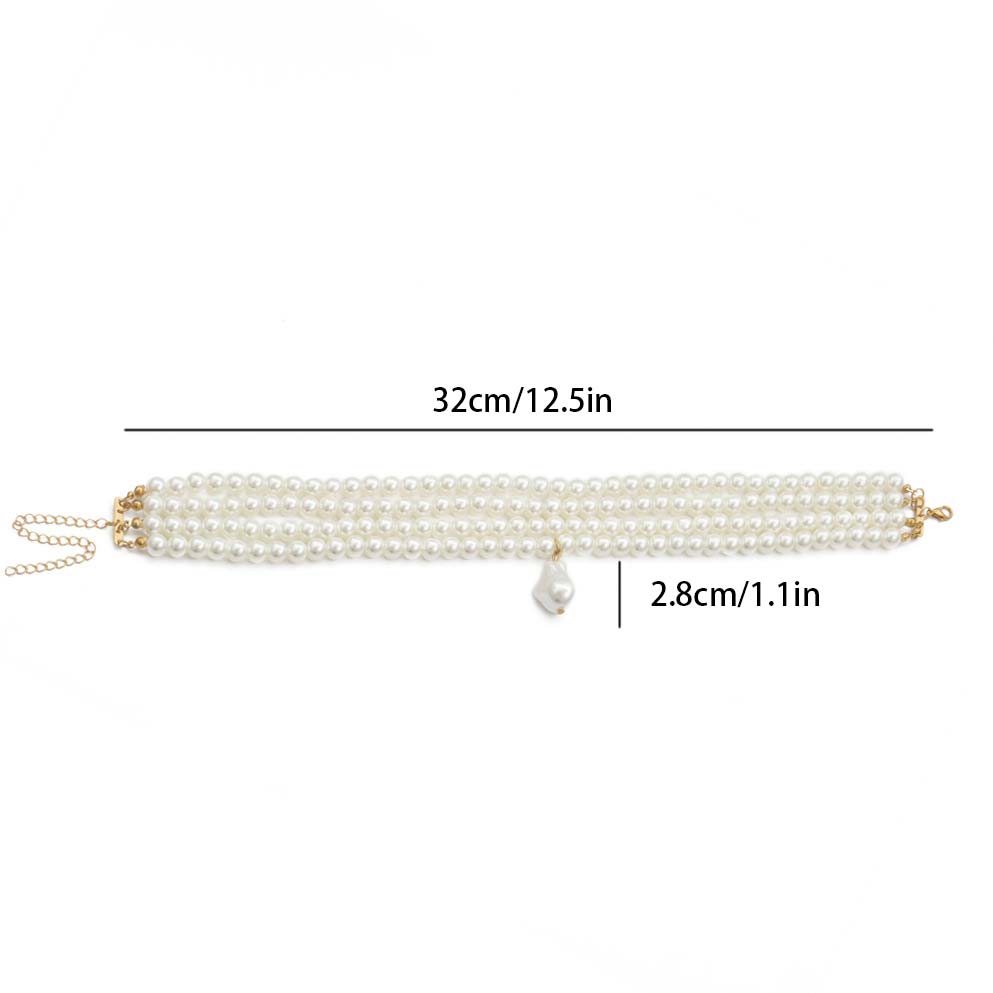 White jewelry,Other jewelry,Layered Deisgn Pearl Detail White Necklace