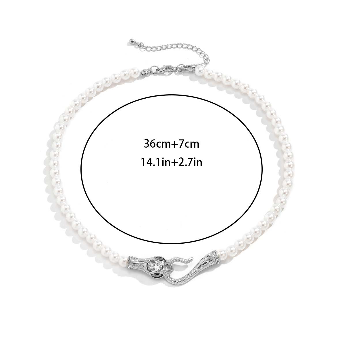 White jewelry,Geometric jewelry,White Pearl Detail Geometric Pattern Necklace