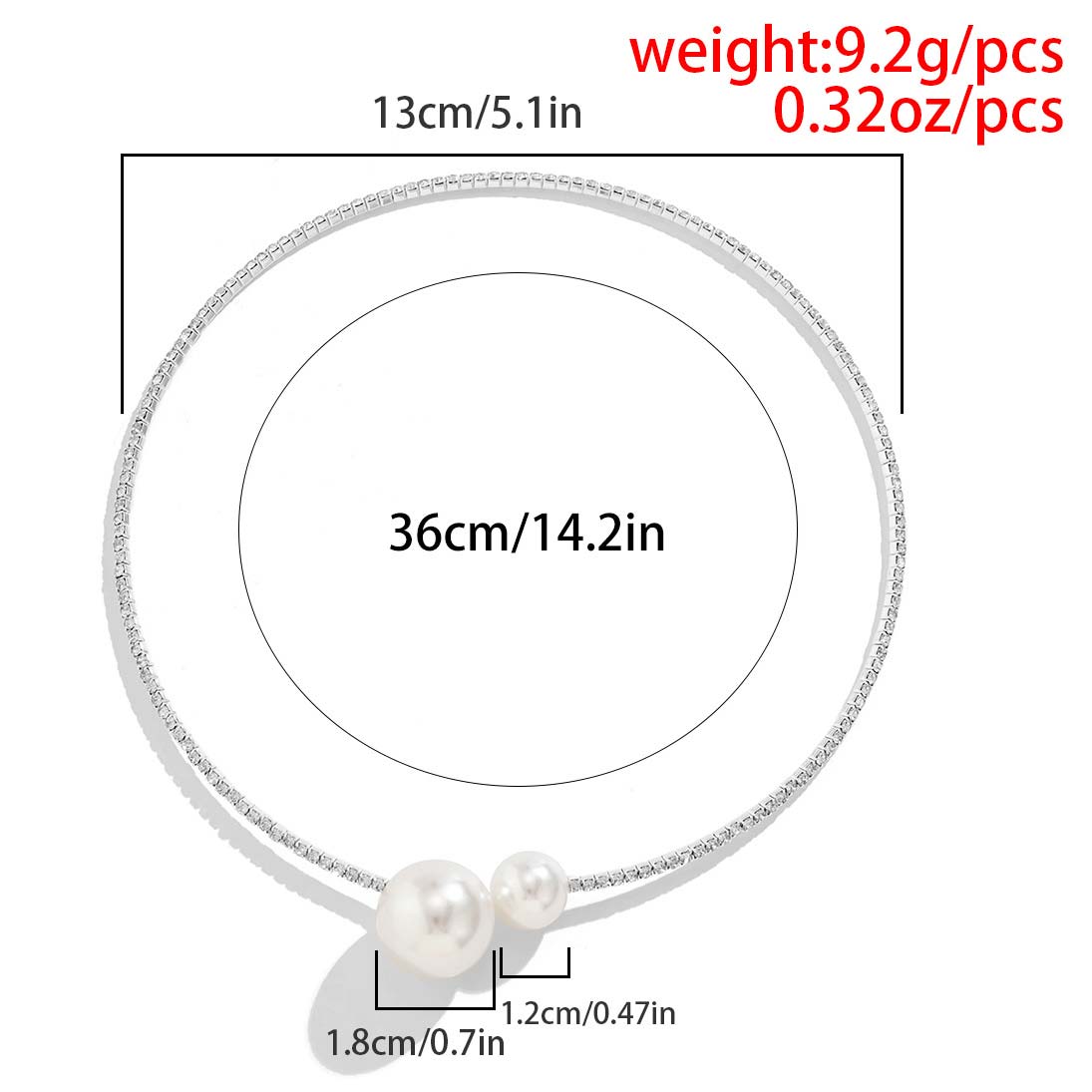 Pearl Detail Asymmetric Design Silvery White Necklace