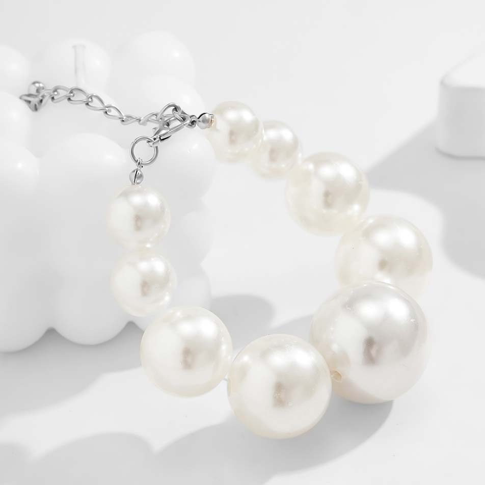 White jewelry,Other jewelry,Pearl Detail Asymmetric Design White Bracelet