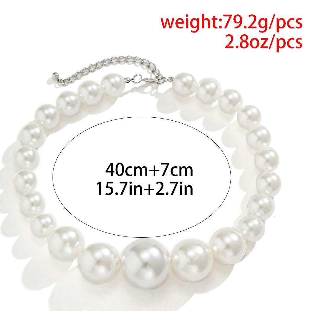 White jewelry,Other jewelry,Pearl Detail Asymmetric Design White Necklace