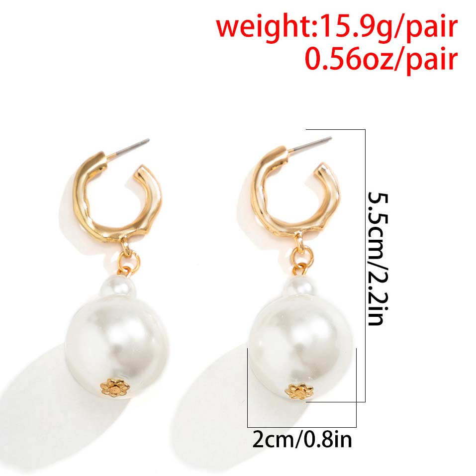 White jewelry,Other jewelry,Pearl Design Metal Ring Detail White Earrings