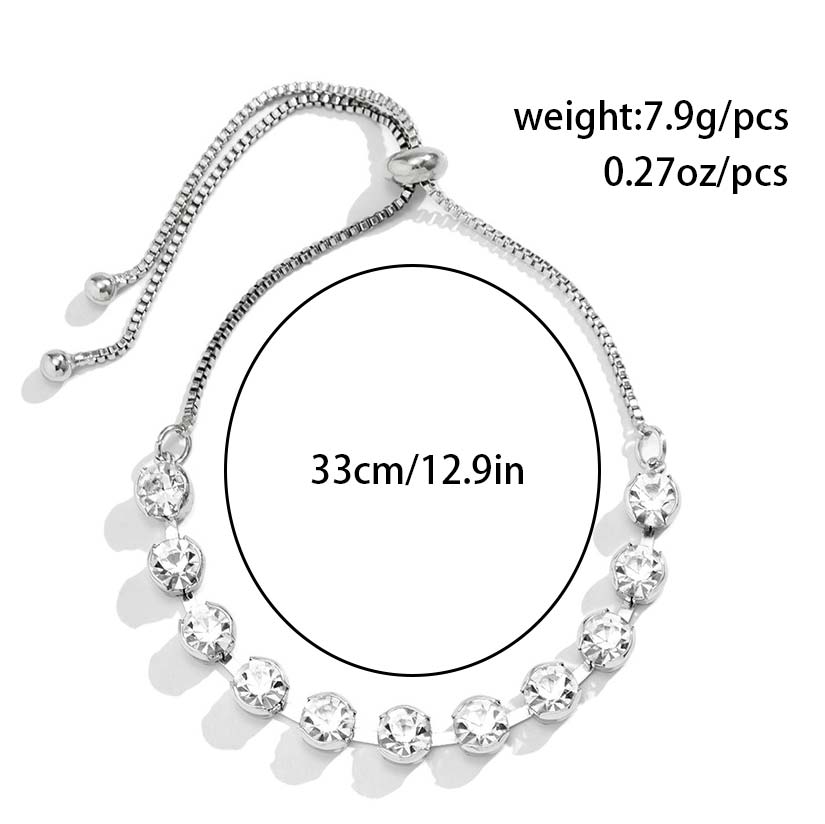 Silvery White jewelry,Geometric jewelry,Silvery Copper Detail Geometric Pattern White Anklet