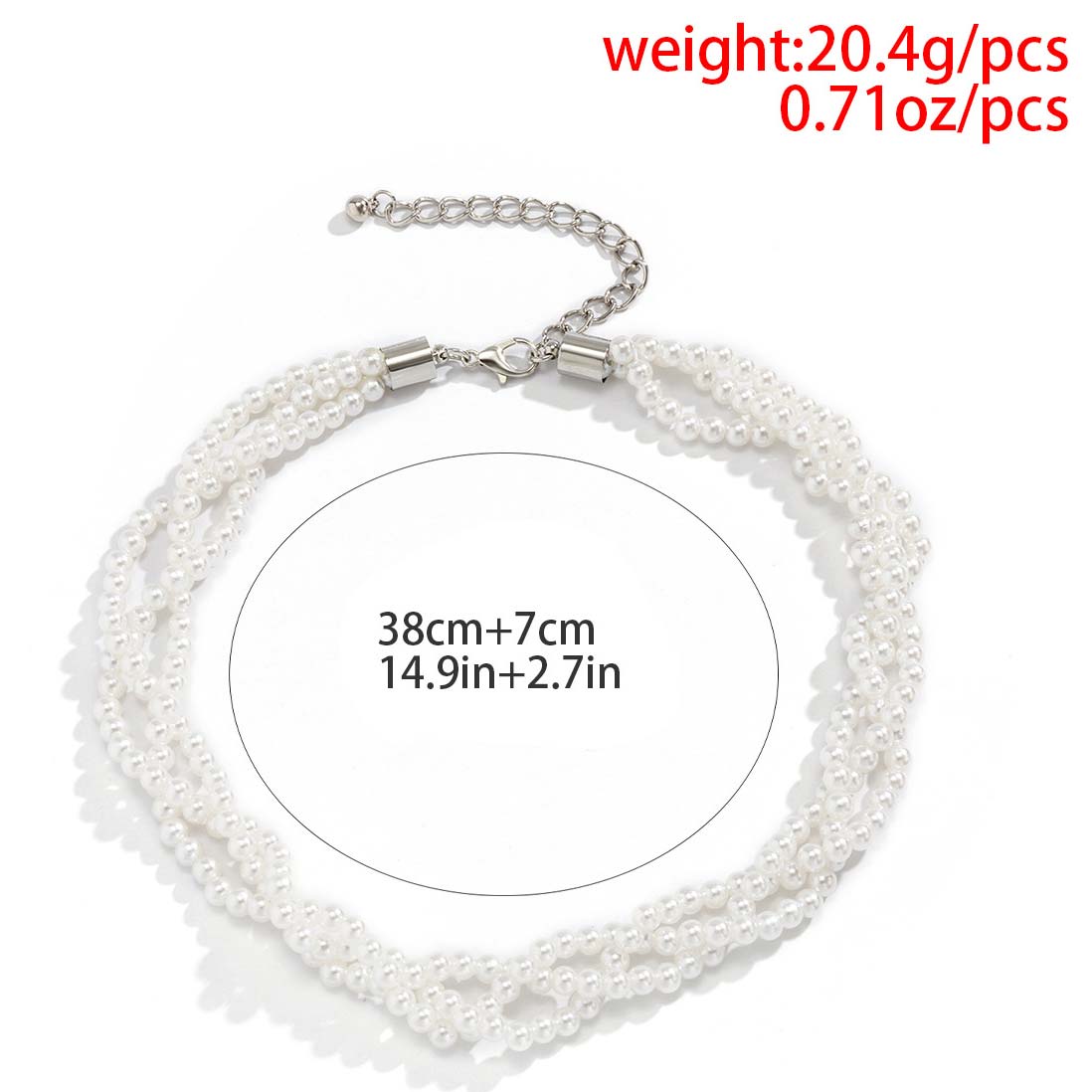 White jewelry,Geometric jewelry,White Pearl Design Geometric Pattern Necklace