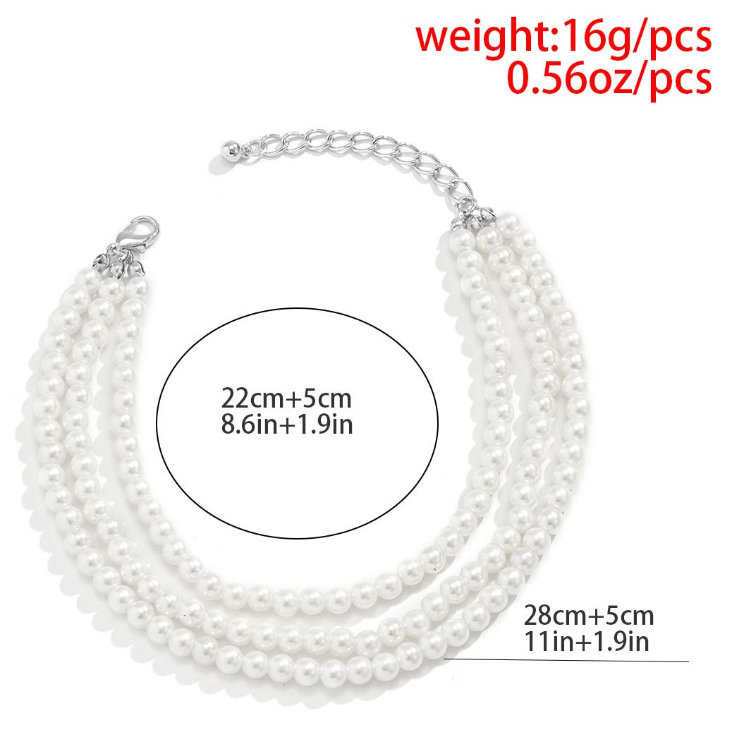 White jewelry,Other jewelry,Pearl Detail Layered Design White Anklet