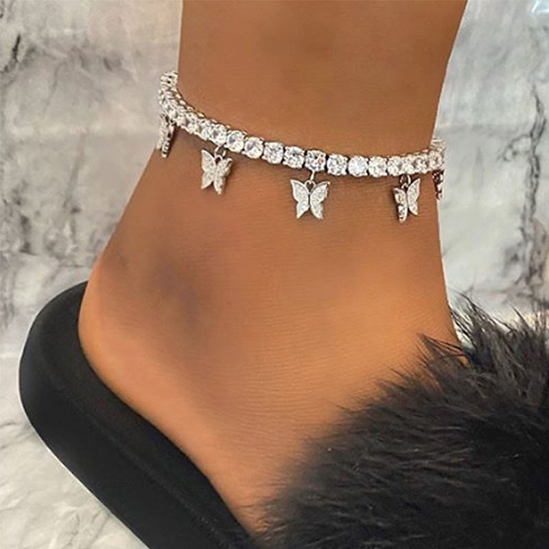Silver jewelry,Animal Print jewelry,Silver Alloy Detail Bow Design Anklet